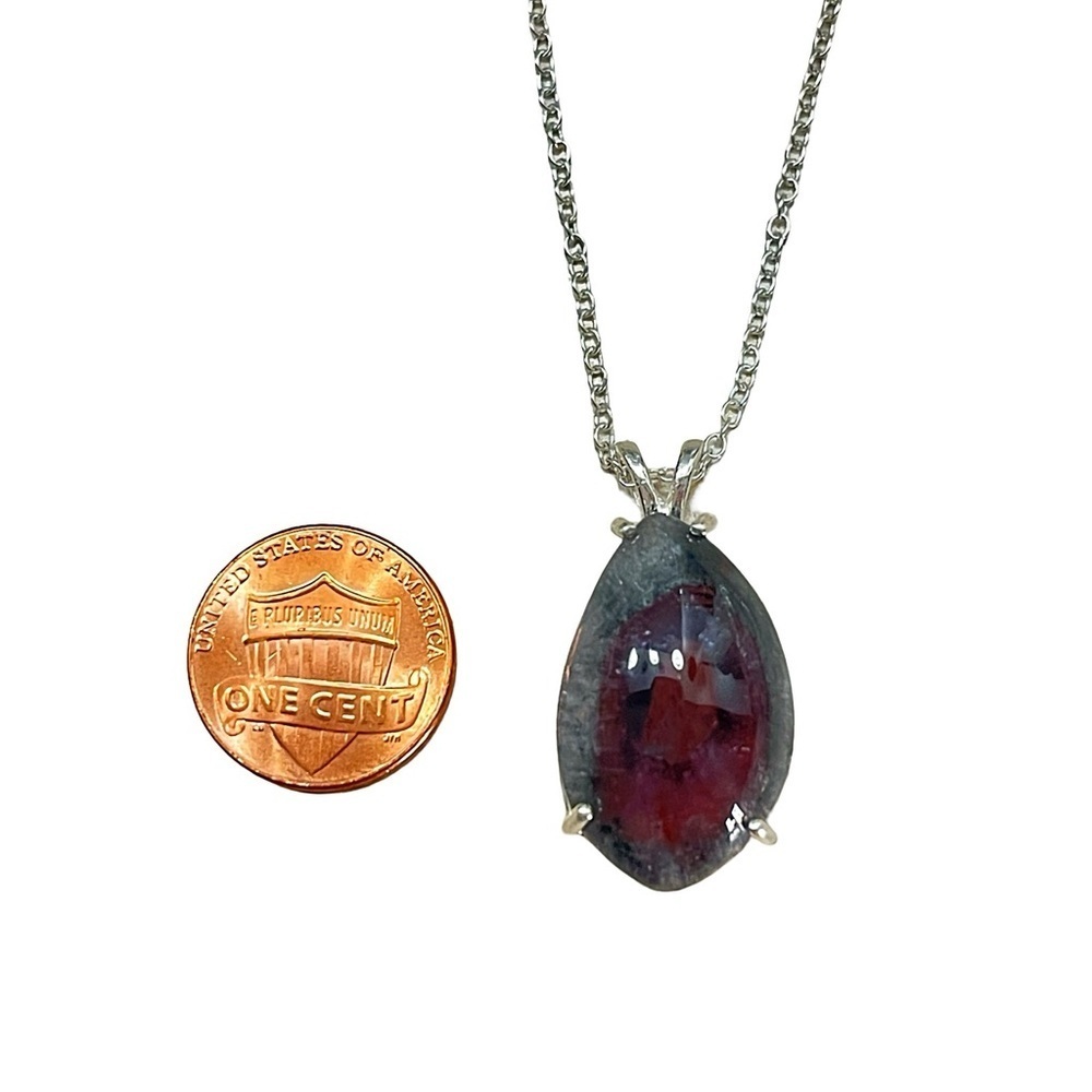 RARE AURALITE GEMSTONE PENDANT SILVER NECKLACE!